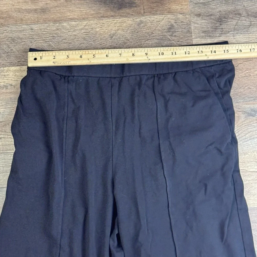Eileen Fisher Organic Cotton Stretch Black Wide-Leg Pants Size Medium